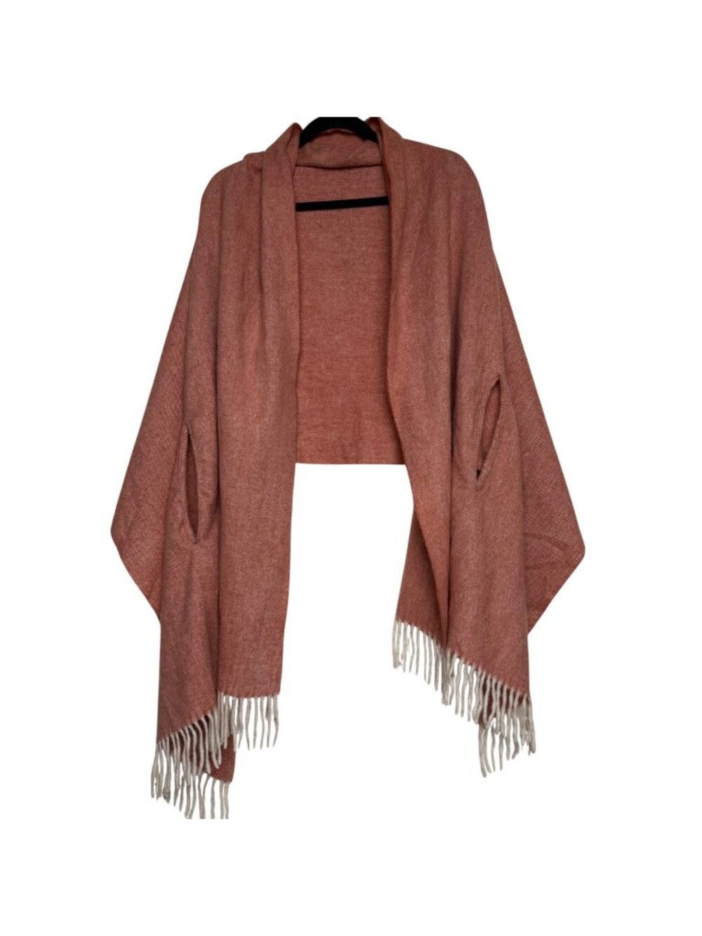 Madewell Womens Cape Scarf Shawl Wrap Coral Fringe One Size